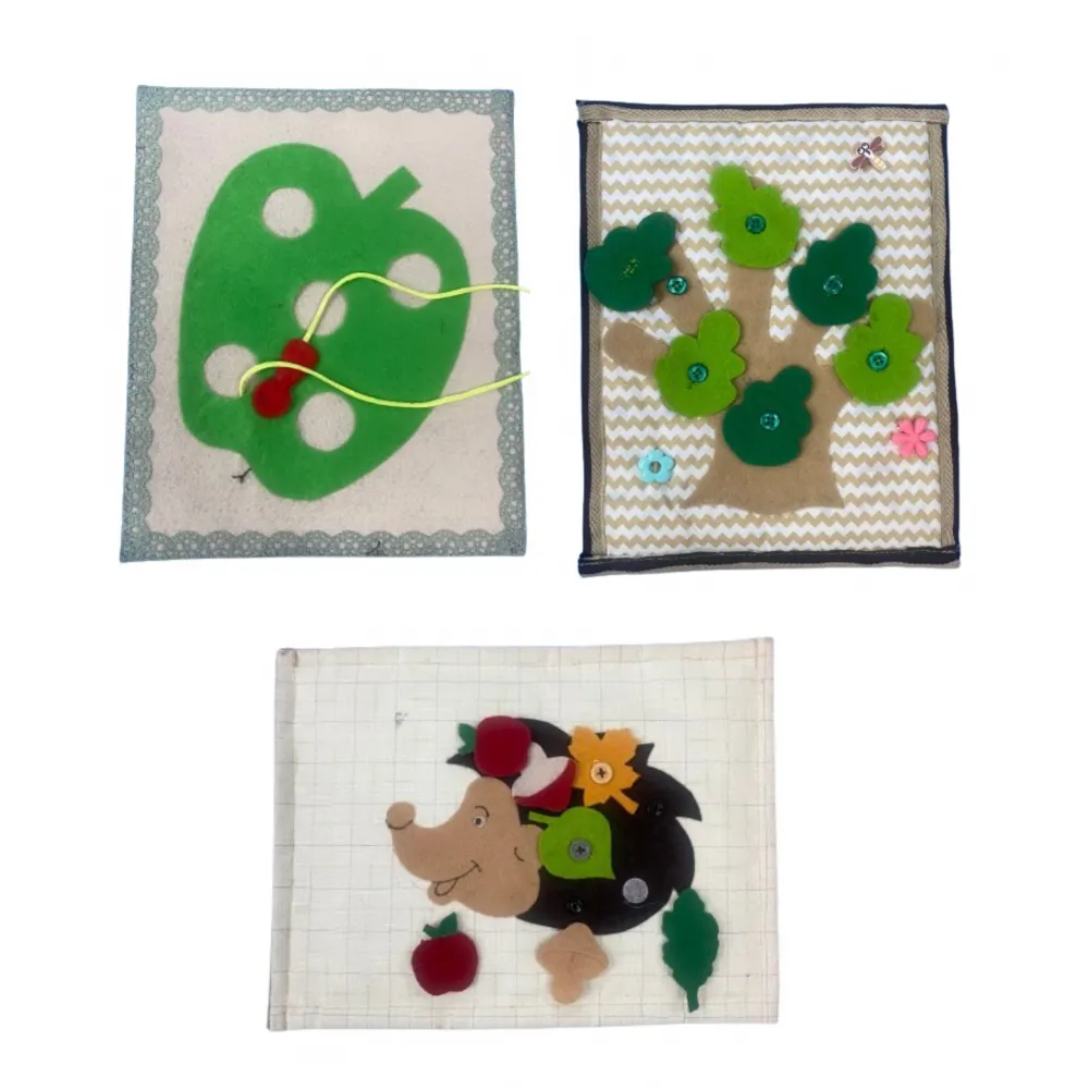 Felt Apple Maze & Felt Tree Buttoning with Felt Hedgehog Board