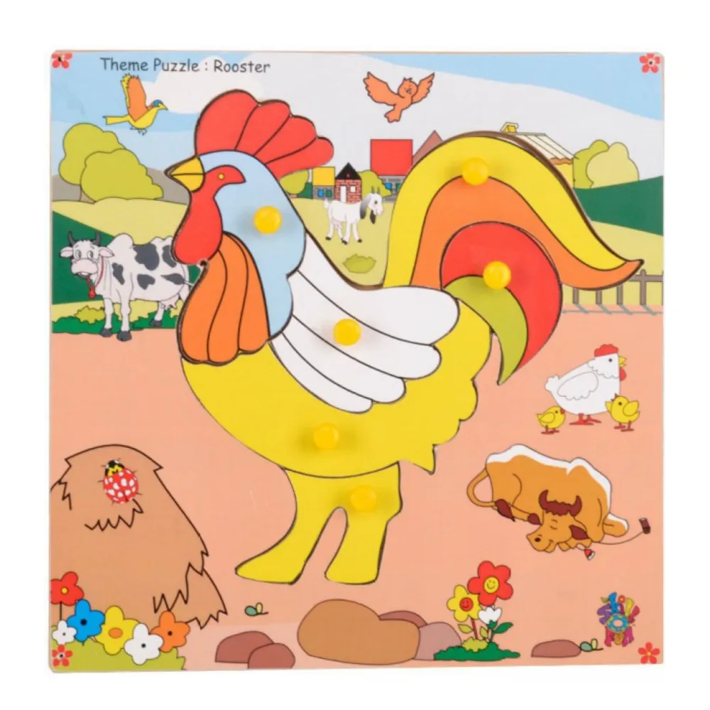 Skillofun - Wooden Theme Bird Puzzle Rooster
