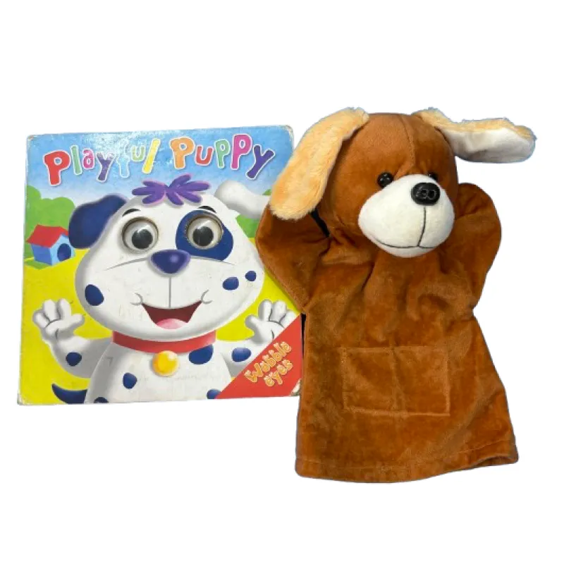 Playful Puppy with Puppet