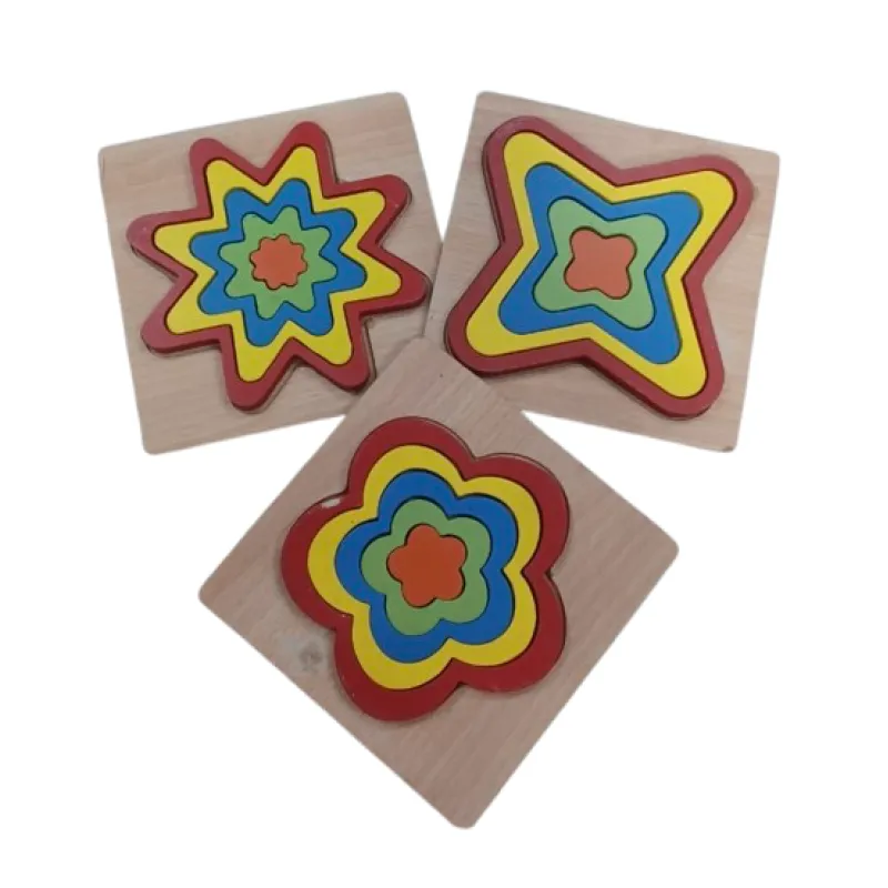 Wooden Shapes (Star, Flower & Clover) Puzzle