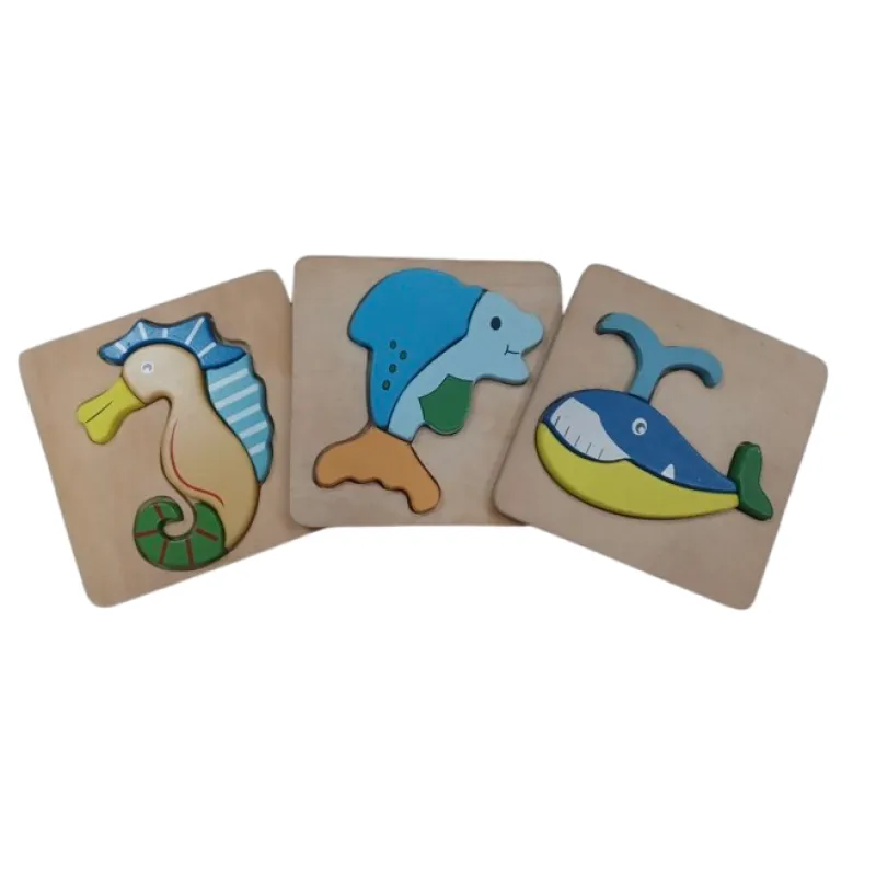 Wooden Sea Creatures (Seahorse, Dolphin & Whale) Puzzle