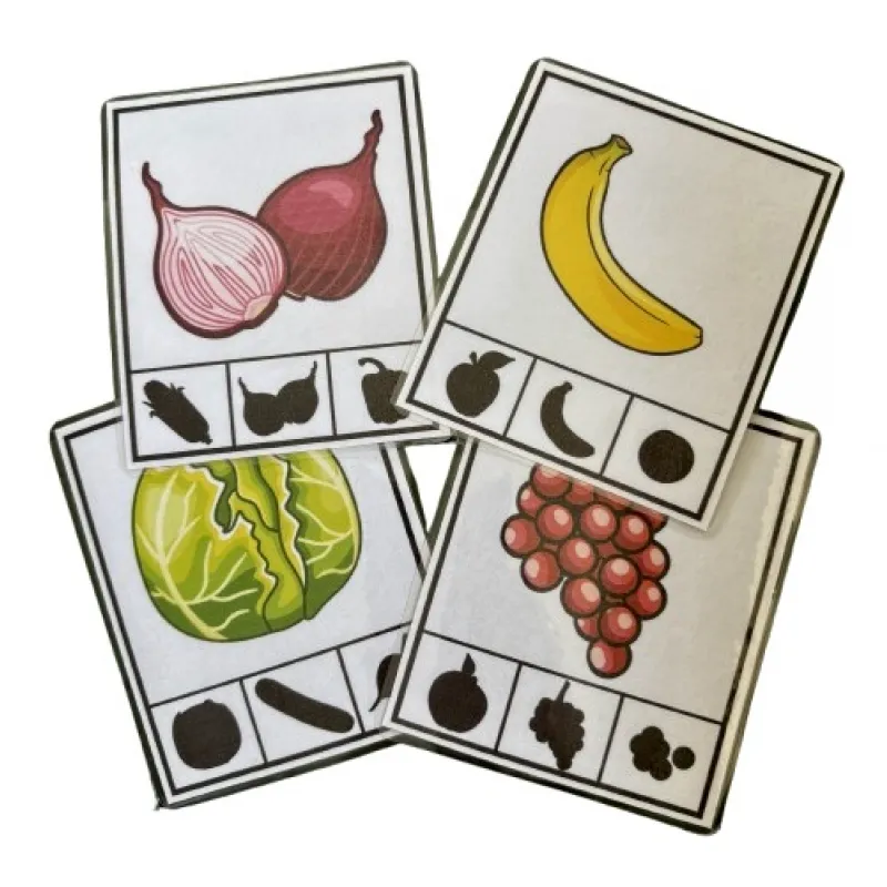 Fruits and vegetables shadow match clip cards