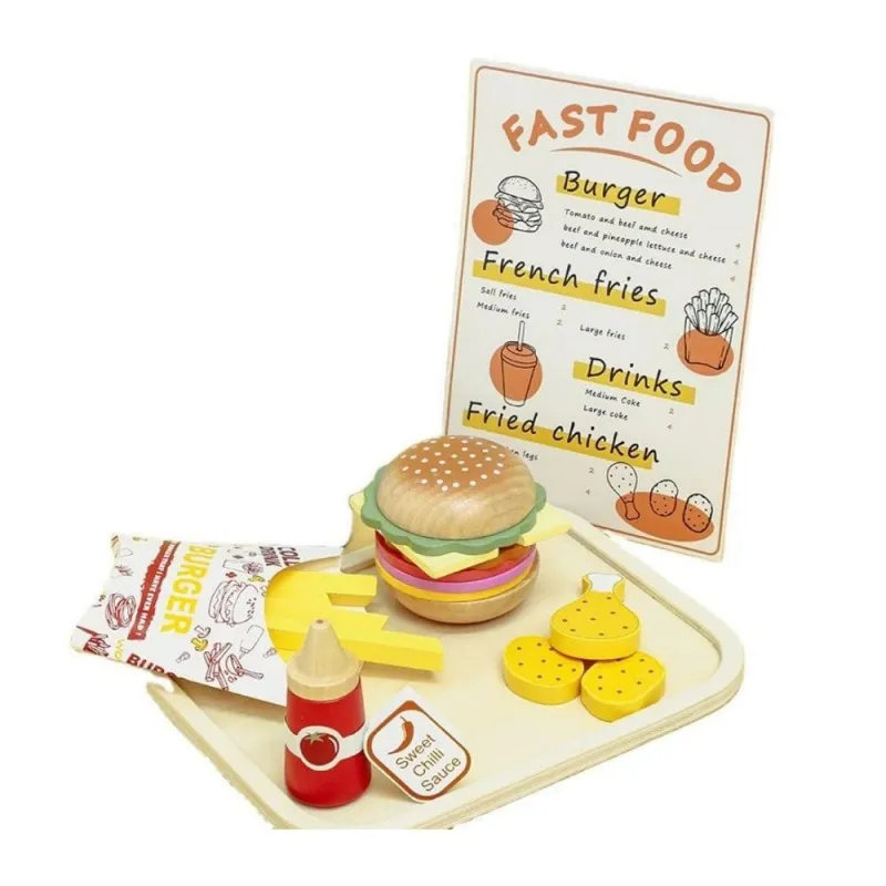 My Little Hamburger Wooden Fast Food Play Set