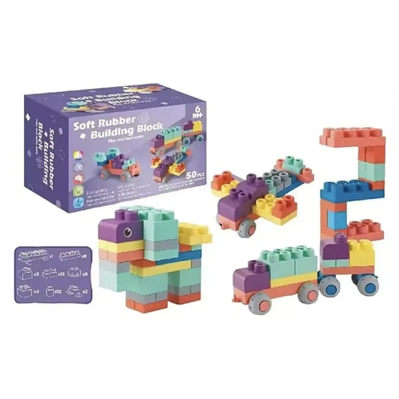Soft rubber building blocks