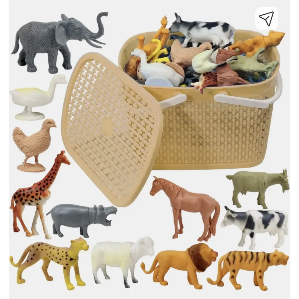 Plastic Animals with Basket