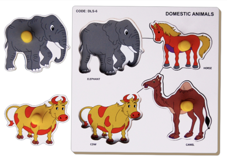 Little Genius - Wooden Domestic Animals Knob Puzzle
