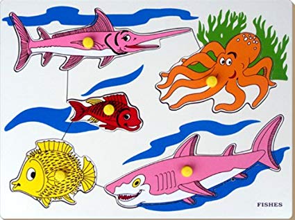 Little Genius - Wooden Fishes Tray With Knob