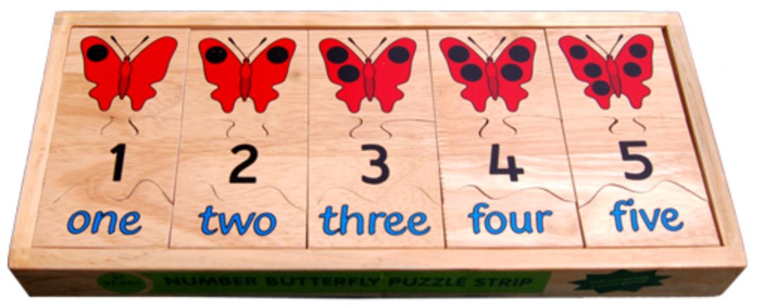 Little Genius - Wooden Number Butterfly Puzzle Strip