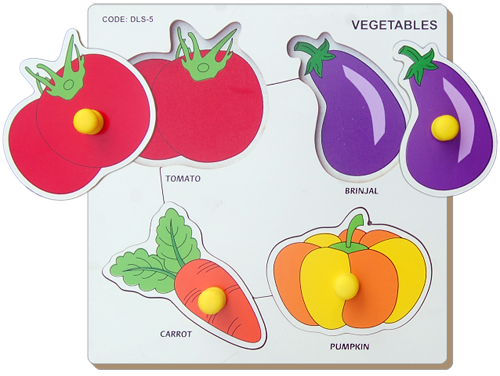 Little Genius - Wooden Vegetables Knob Puzzle
