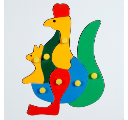 Little Genius &ndash; Wooden Kangaroo knob Puzzle