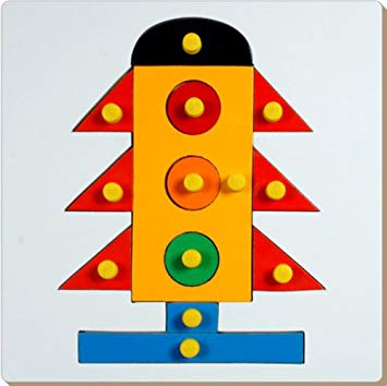 Little Genius – Wooden Traffic Signal With Knob Puzzle
