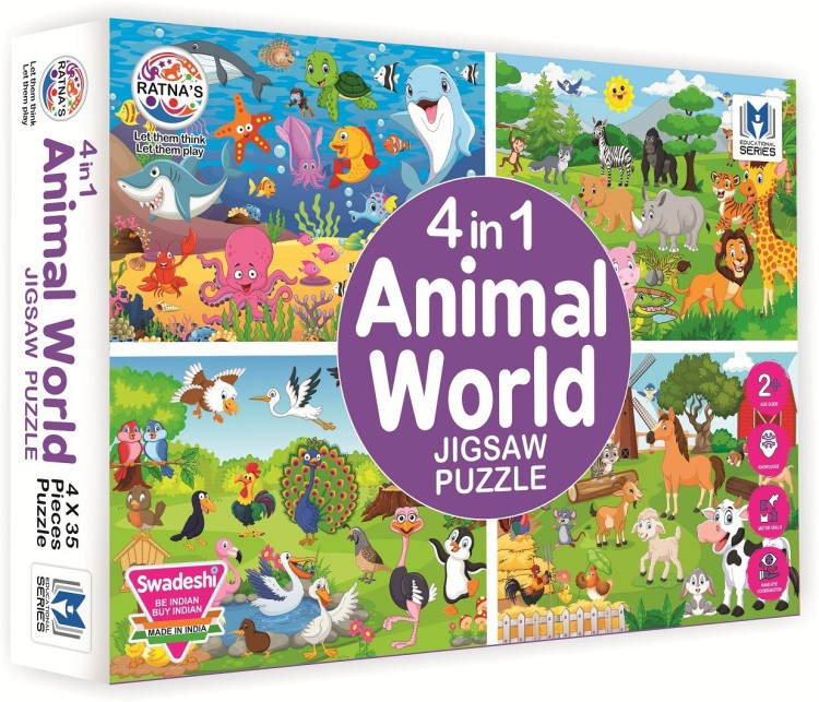 Ratna - 4 in 1 Animal World Jigsaw Puzzle