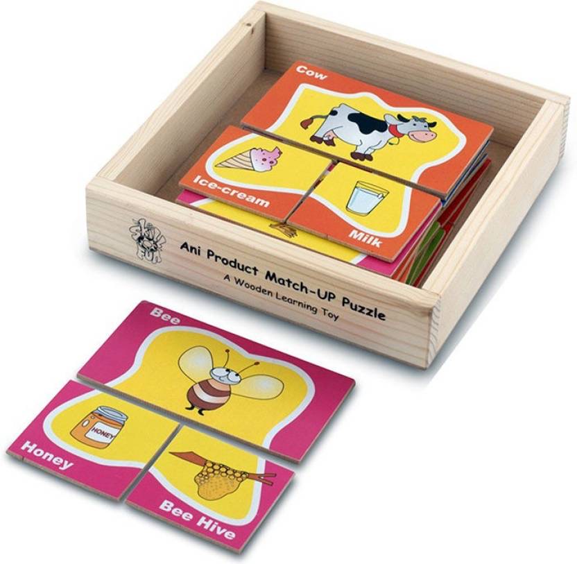 Skillofun - Wooden Animal Product Match-Up Puzzle
