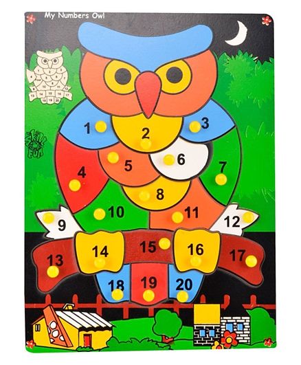Skillofun - Wooden My Number Owl Knob Puzzle