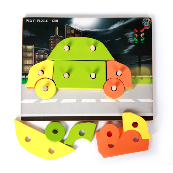 Skillofun - Wooden Peg A Puzzle Vehicle - Car