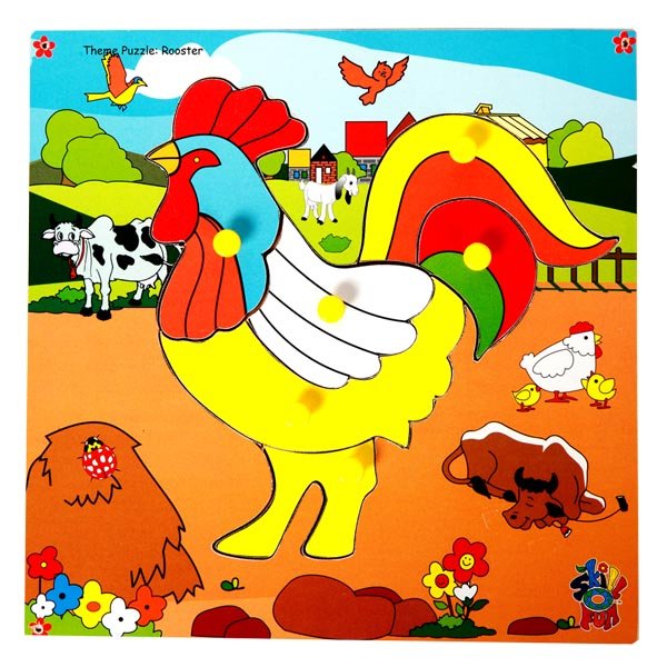 Skillofun - Wooden Theme Puzzle Rooster