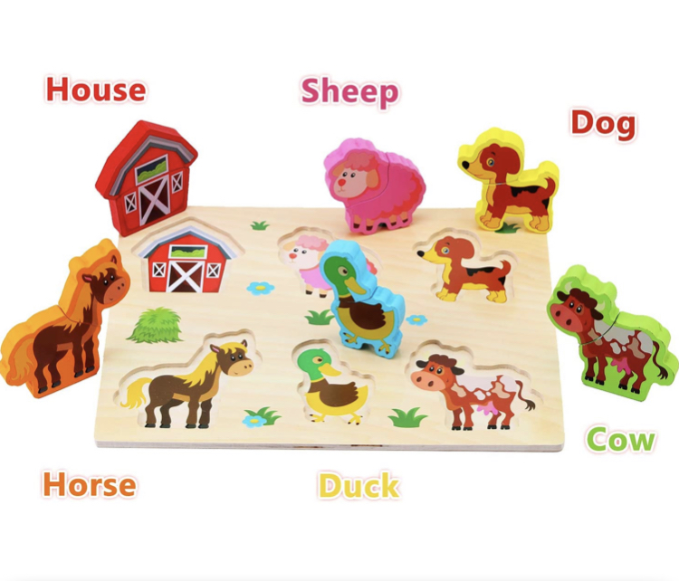 Wooden 2 pcs Farm Puzzle Tray