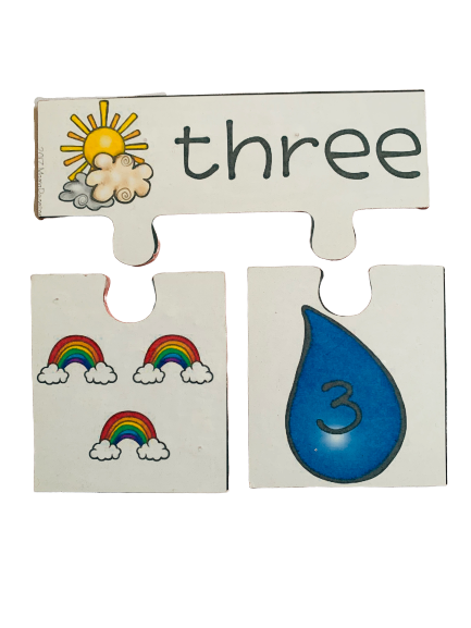 Wooden 3 Pieces Number Puzzle