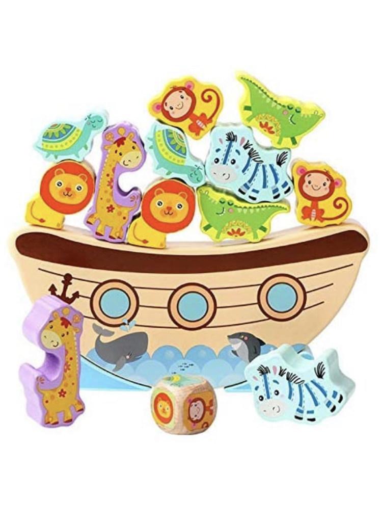 Wooden Animals On Boat Balancing Game