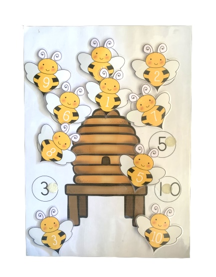 Wooden Bee Number Matching