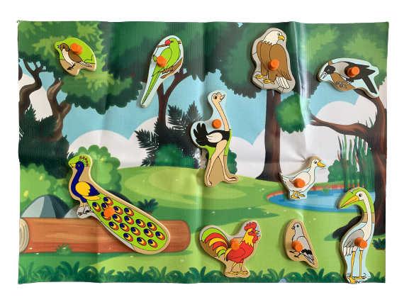 Wooden Birds Pick-N-Place Mat