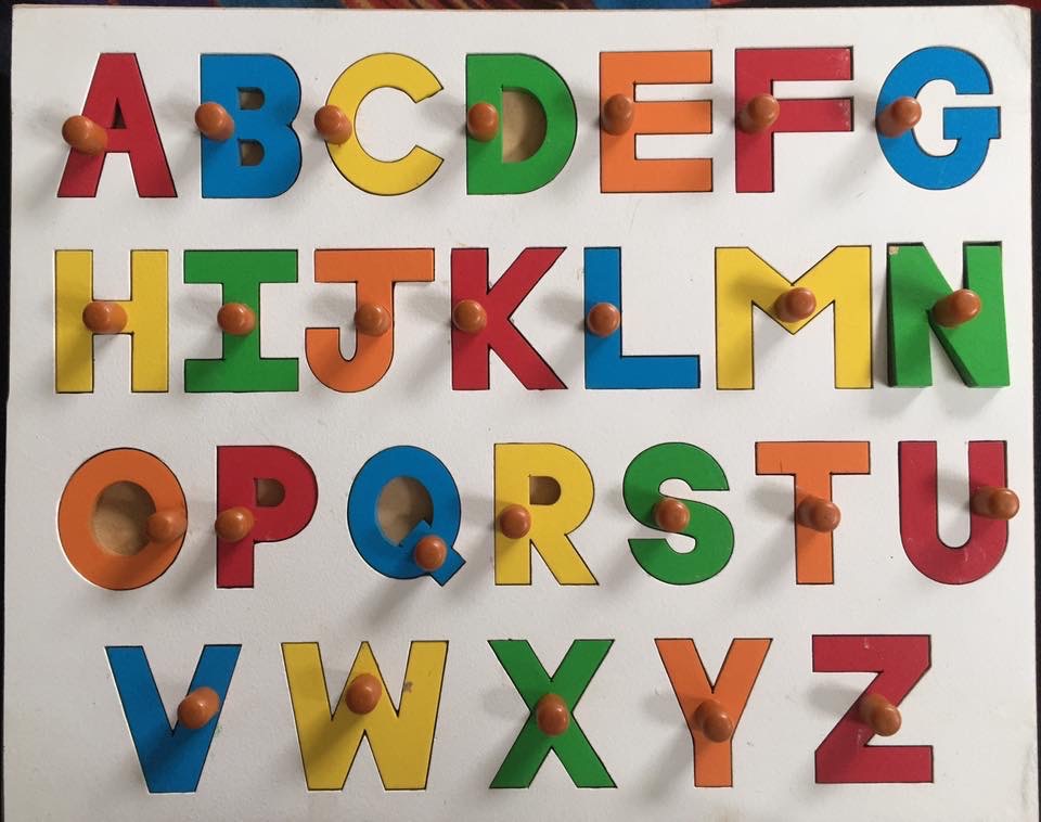 Wooden Capital Letters Knob Puzzle