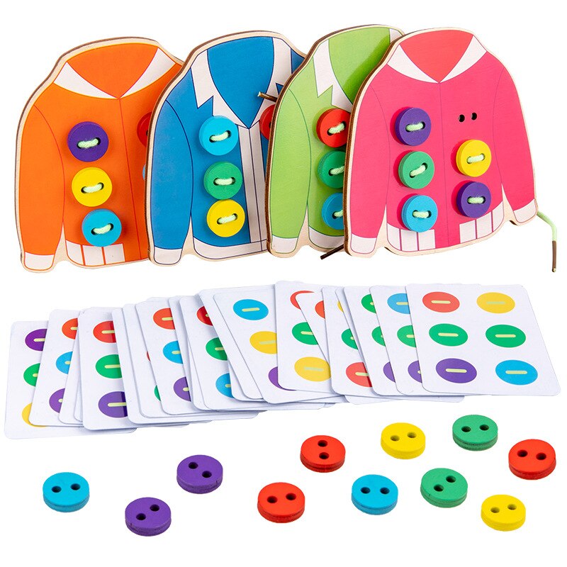 Wooden Clothes Button Threading Toy