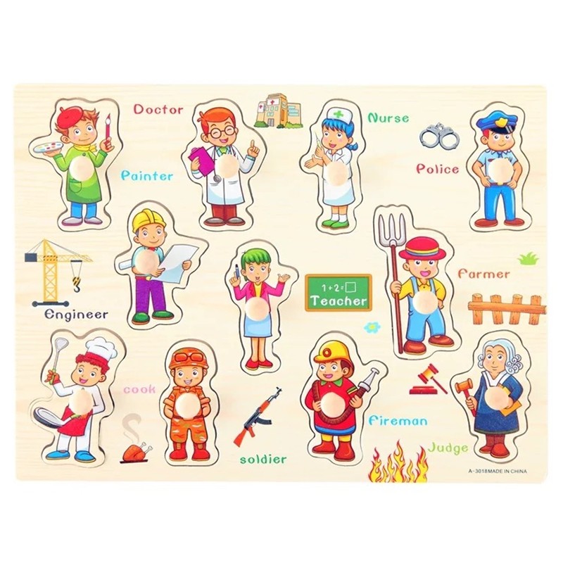 Wooden Community Helpers Peg Puzzle