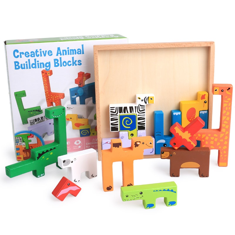 Wooden Creative Animals Building Blocks