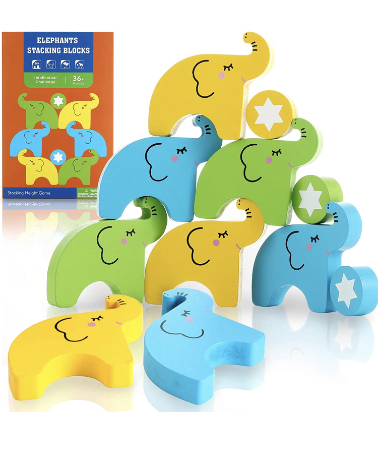 Wooden Elephant Stacking Blocks