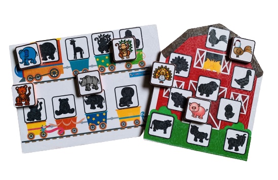 Wooden Farm and Train Animals Shadow Match