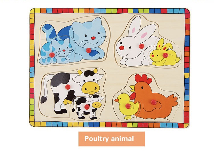 Wooden Farm Animals And Babies Puzzle