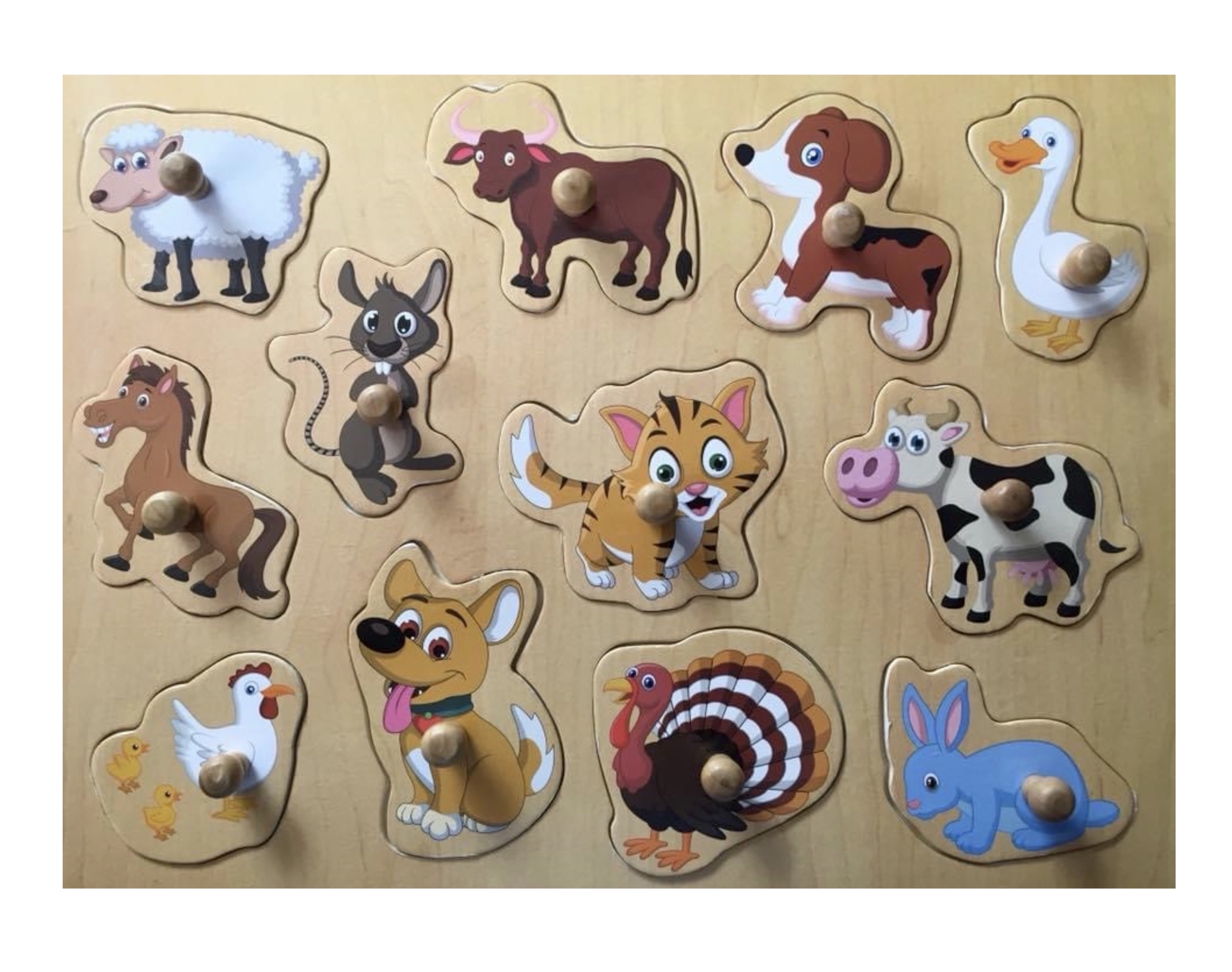 Wooden  Farm Animals Pick Puzzle