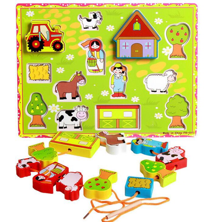 Wooden Farm Chunky Peg Lacing