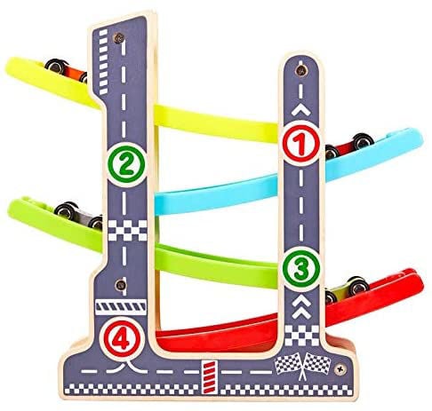 Wooden Four Track Gliding Cars