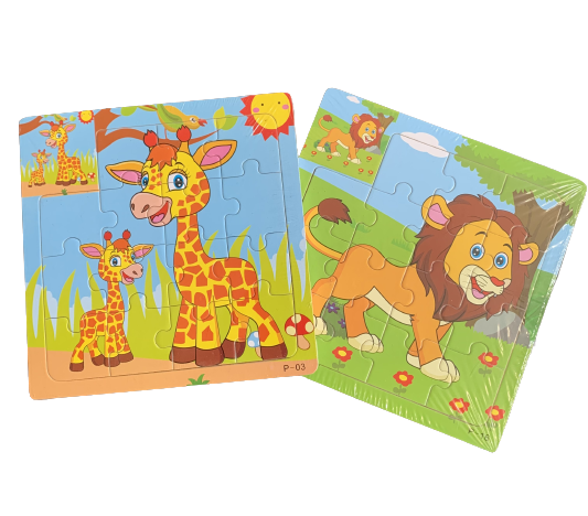 Wooden Giraffe & Lion Jigsaw Puzzle