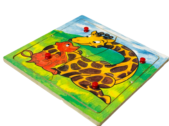 Wooden Giraffe And Baby Puzzle