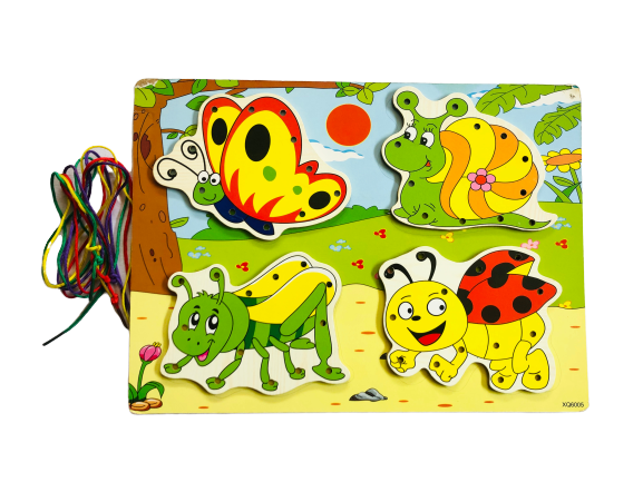Wooden Insects Lacing Board