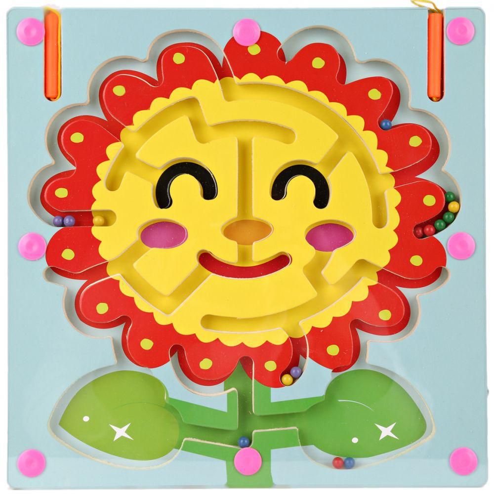 Wooden Magnetic Pen Flower Labyrinth Puzzle