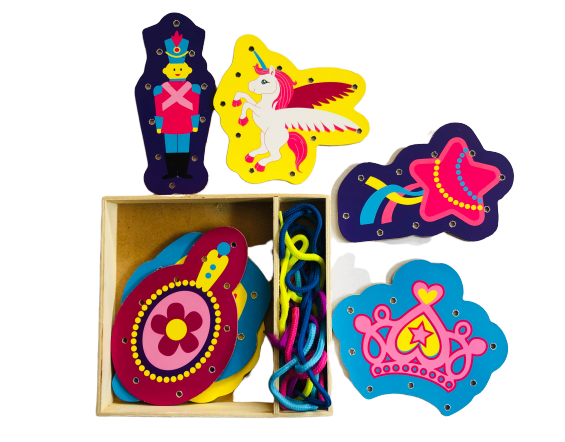 Wooden Fairytale Lacing Cards