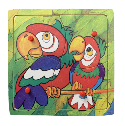 Wooden Parrot And Baby Puzzle