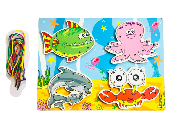 Wooden Sea Animals Lacing Board