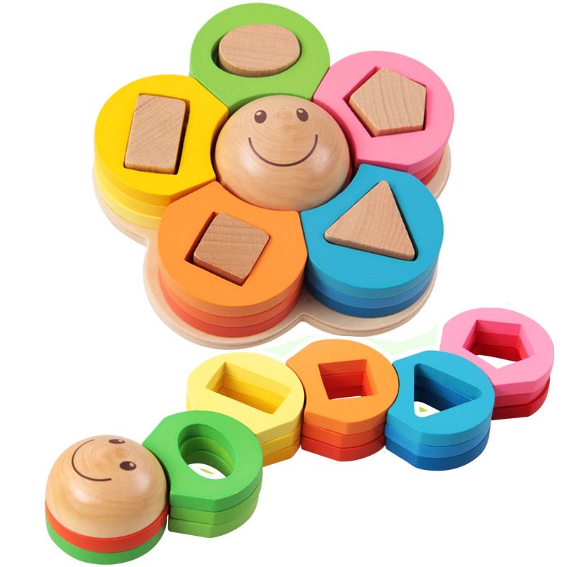 Wooden Shape Sorting Flower Stacker