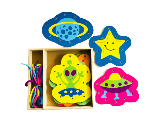 Wooden Space Lacing Cards