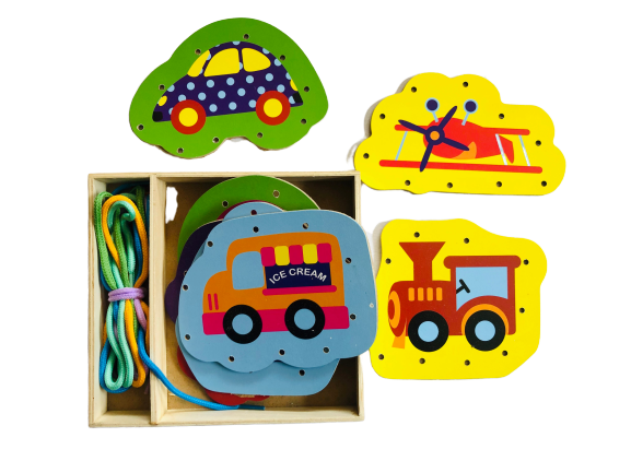 Wooden Transport Lacing Cards