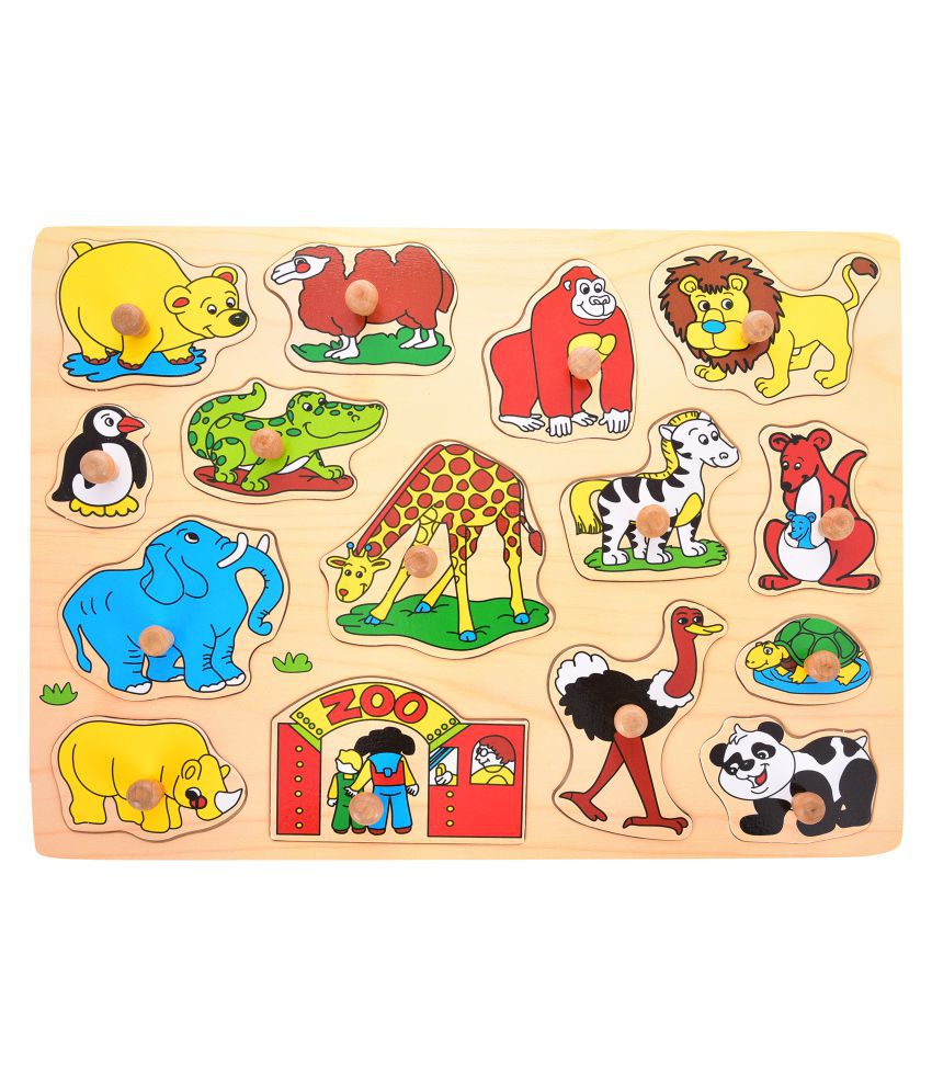 Wooden Zoo Animals Pick Puzzle